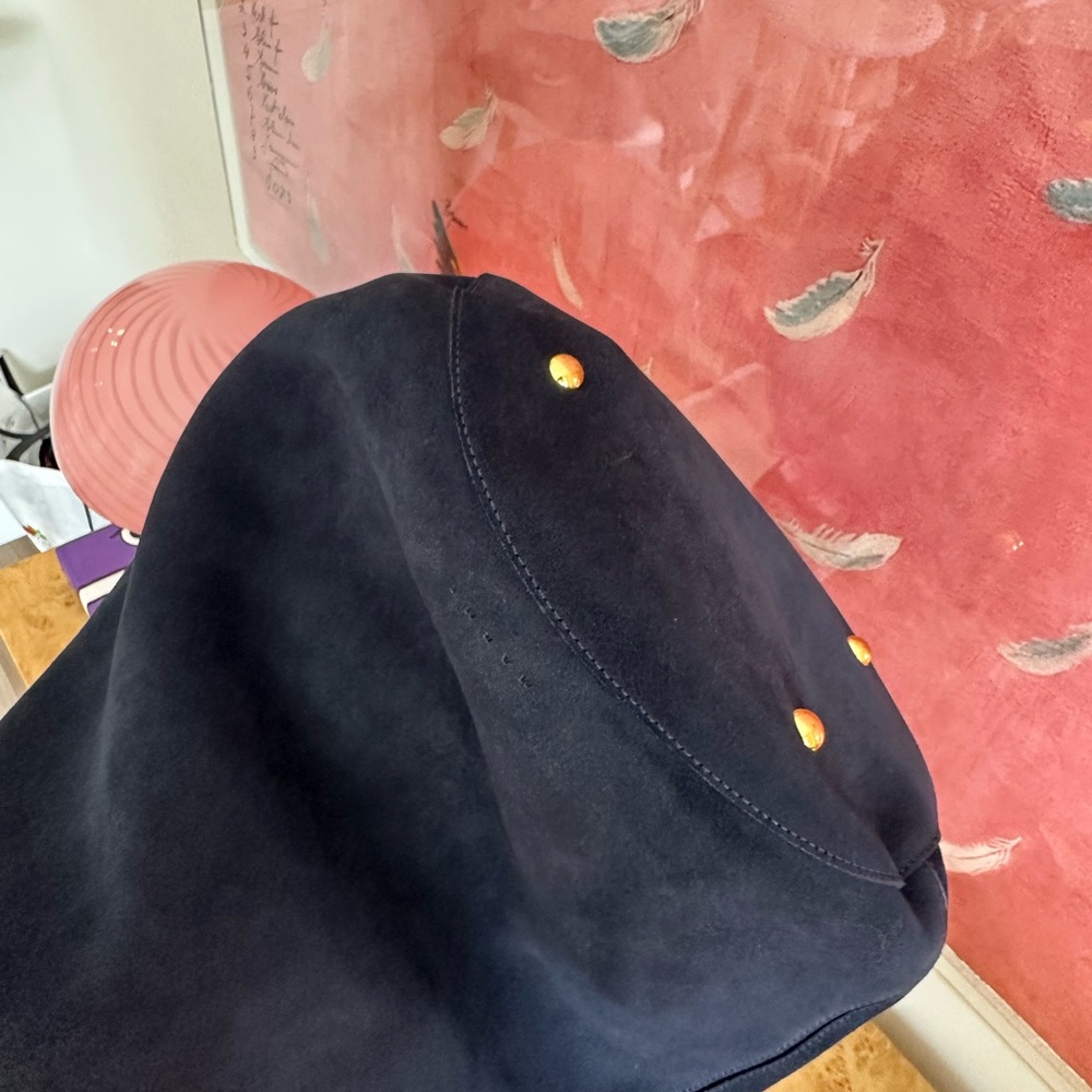 Marni Dark Blue Suede Tote Bag - Picture 10 of 11